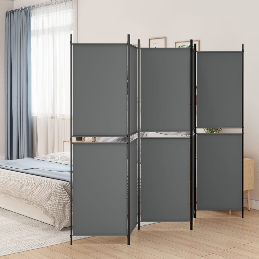 5 paneles antracitszürke szövet térelválasztó 250x200 cm 5 paneles antracitszürke szövet térelválasztó 250x200 cm
