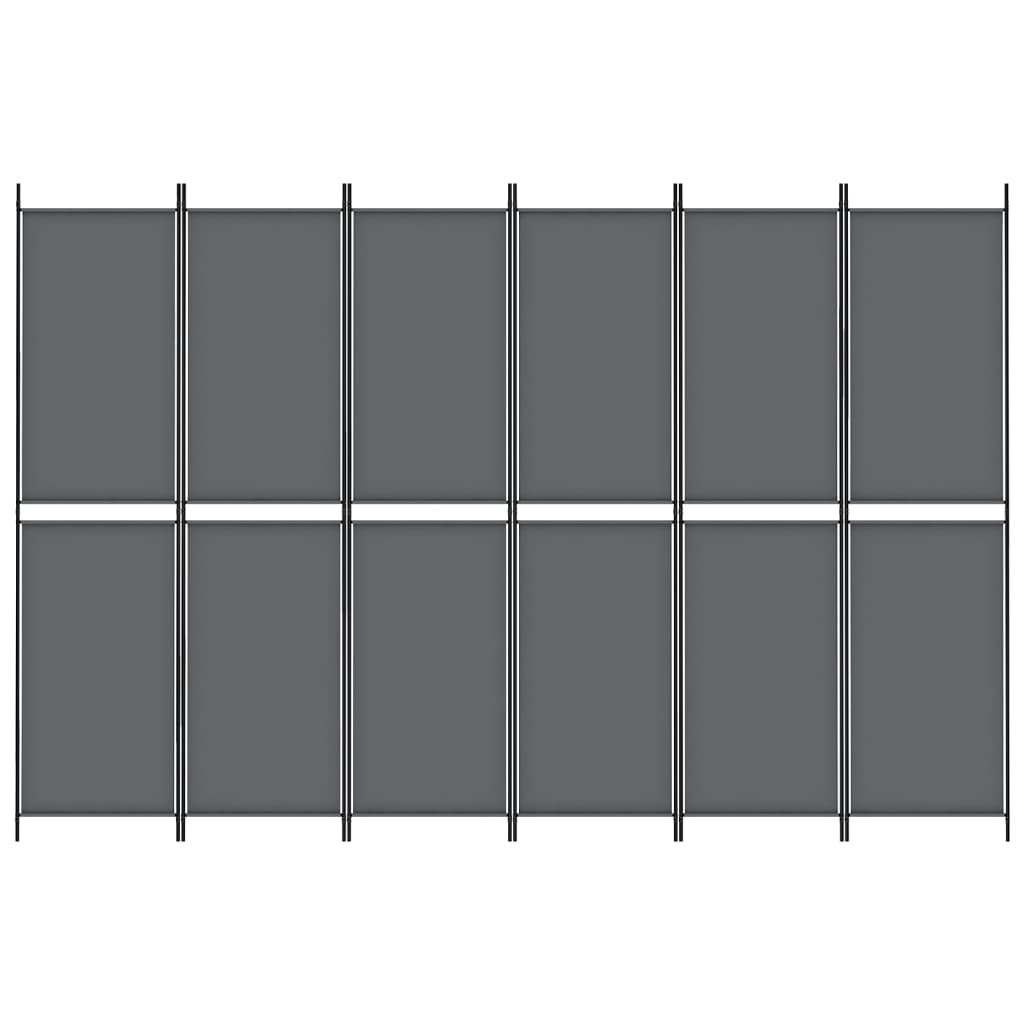 6 paneles antracitszürke szövet térelválasztó 300x200 cm