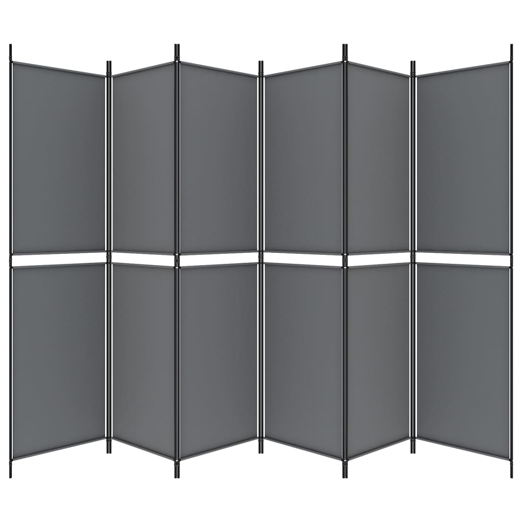 6 paneles antracitszürke szövet térelválasztó 300x200 cm