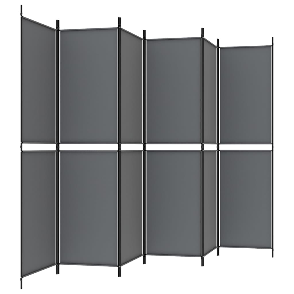 6 paneles antracitszürke szövet térelválasztó 300x200 cm
