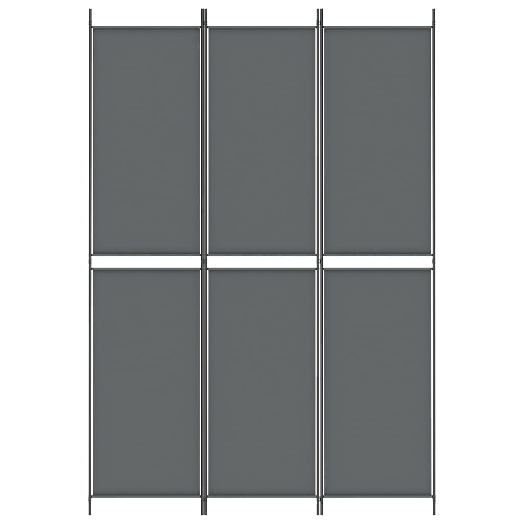3 paneles antracitszürke szövet térelválasztó 150 x 220 cm