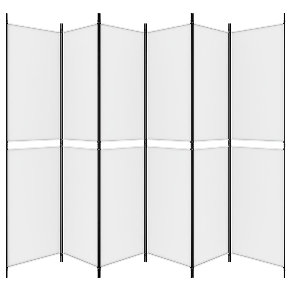 6 paneles fehér szövet térelválasztó 250 x 220 cm