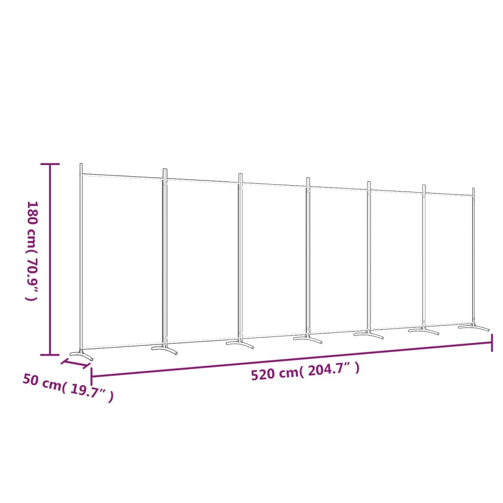 6 paneles antracitszürke szövet térelválasztó 520x180 cm 6 paneles antracitszürke szövet térelválasztó 520x180 cm