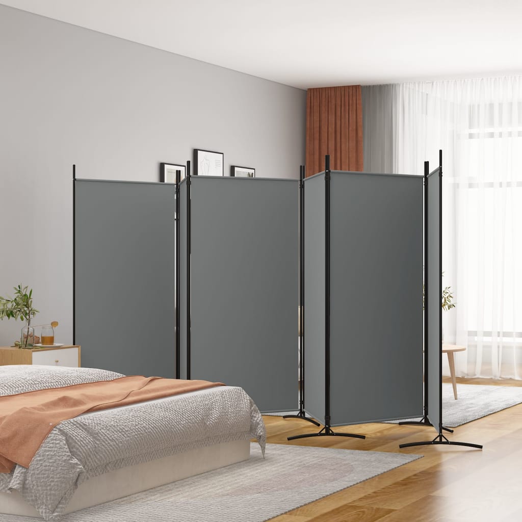 6 paneles antracitszürke szövet térelválasztó 520x180 cm 6 paneles antracitszürke szövet térelválasztó 520x180 cm