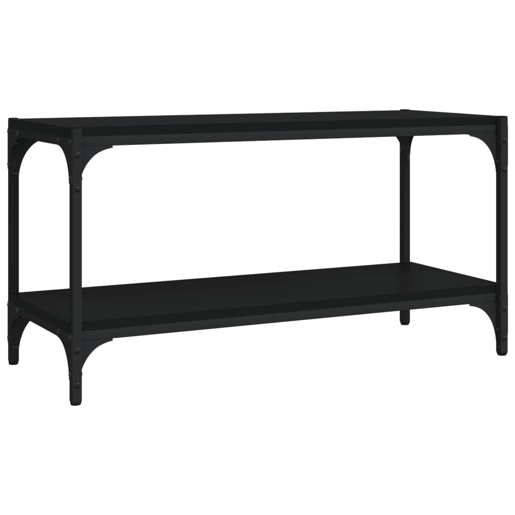 Fekete szerelt fa és acél tv-szekrény 80 x 33 x 41 cm Fekete szerelt fa és acél tv-szekrény 80 x 33 x 41 cm