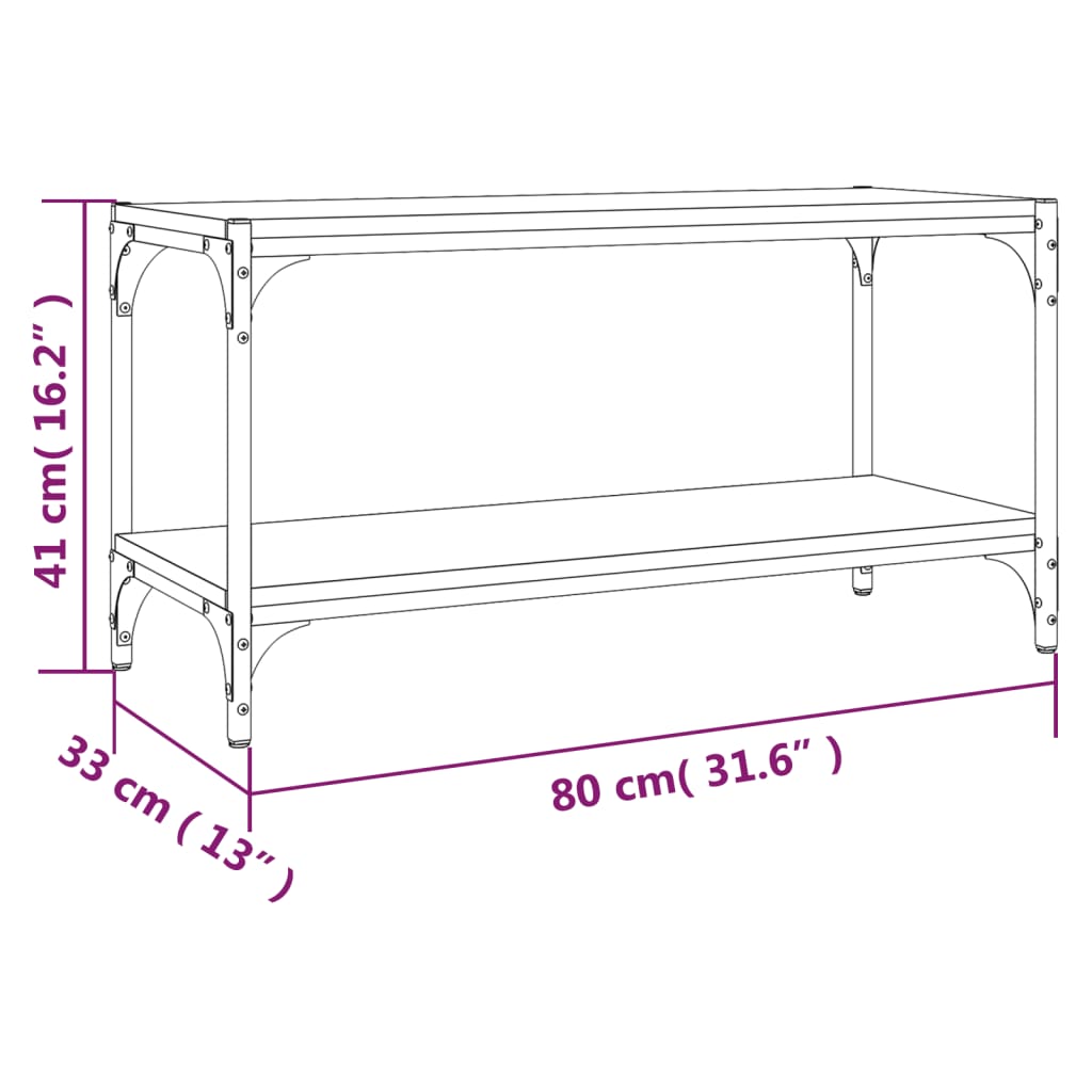 Fekete szerelt fa és acél tv-szekrény 80 x 33 x 41 cm Fekete szerelt fa és acél tv-szekrény 80 x 33 x 41 cm