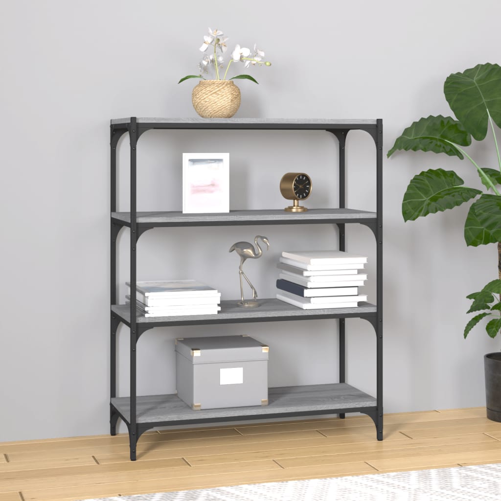 Szürke sonoma színű szerelt fa/acél könyvszekrény 80x33x100 cm Szürke sonoma színű szerelt fa/acél könyvszekrény 80x33x100 cm