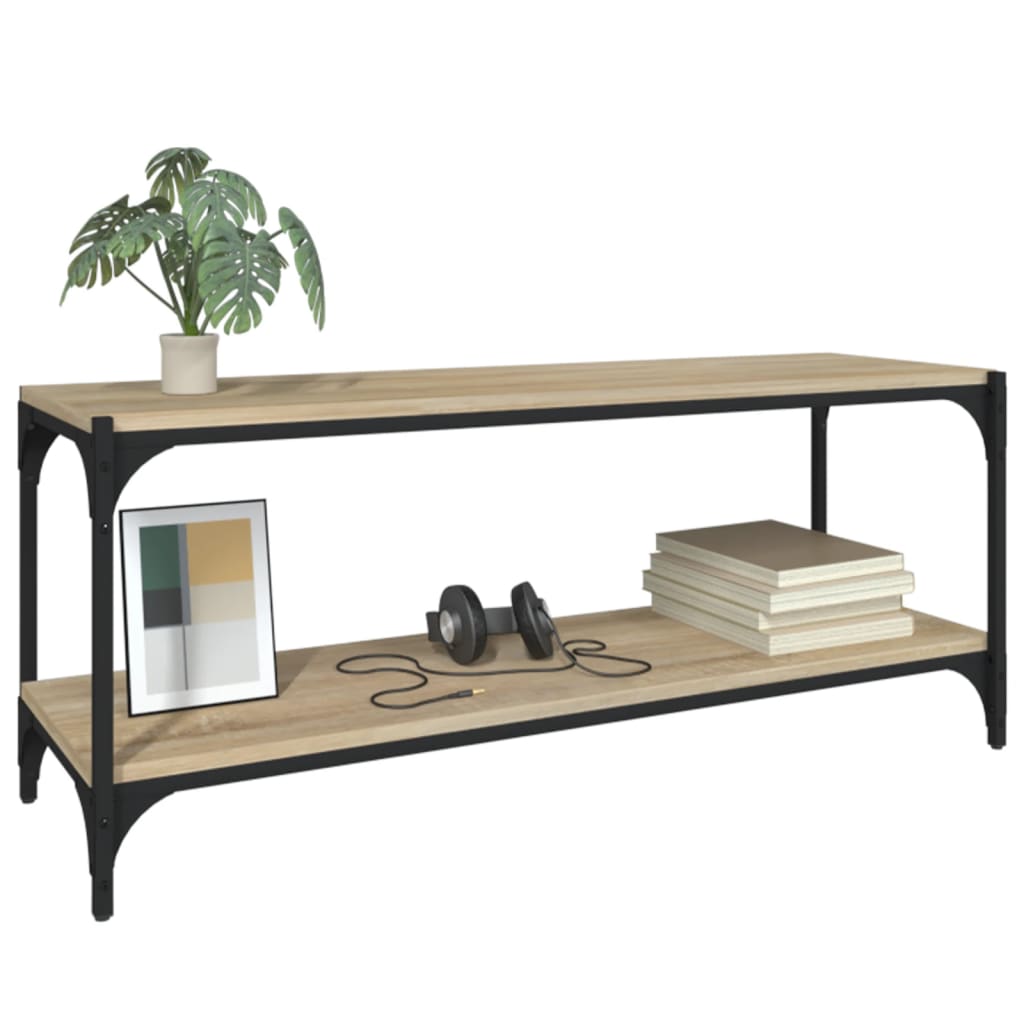 Sonoma tölgy színű szerelt fa és acél tv-szekrény 100x33x41 cm