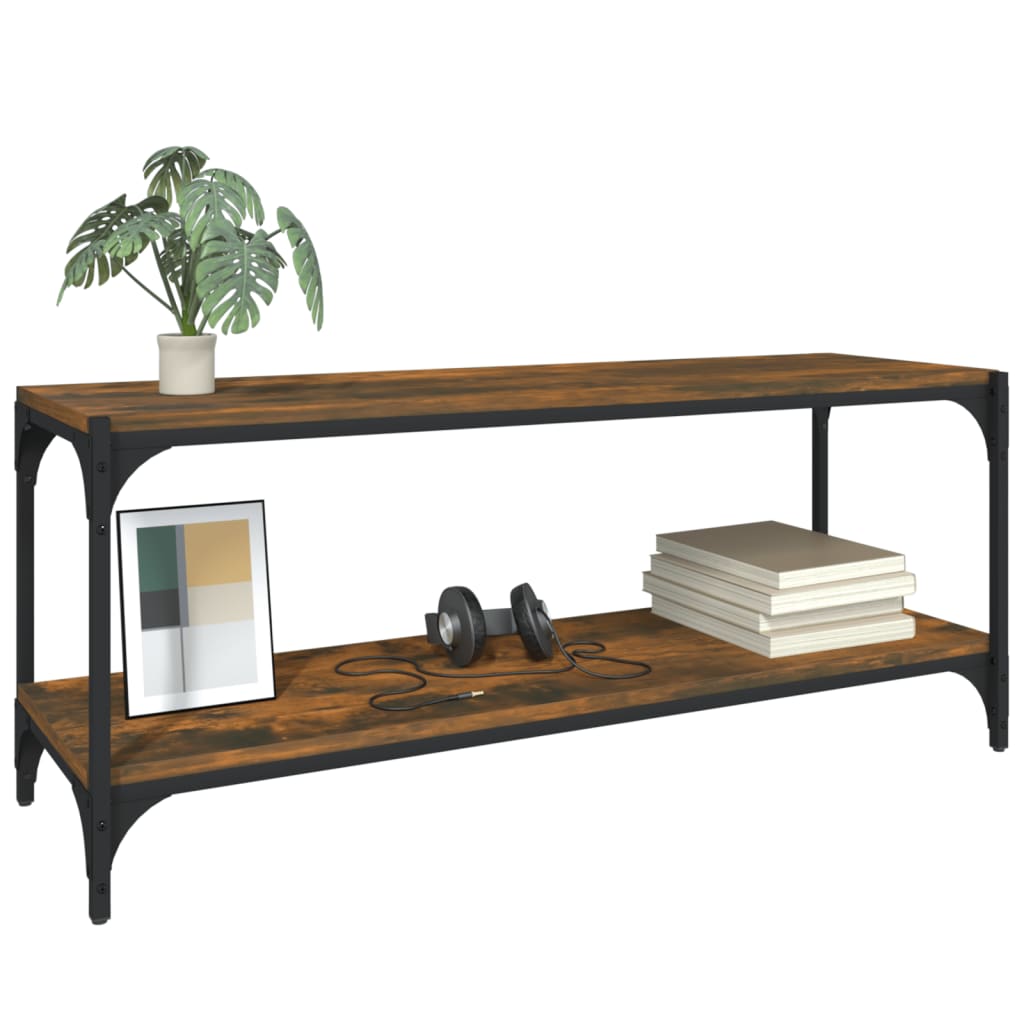 Füstös tölgy színű szerelt fa és acél tv-szekrény 100x33x41 cm Füstös tölgy színű szerelt fa és acél tv-szekrény 100x33x41 cm