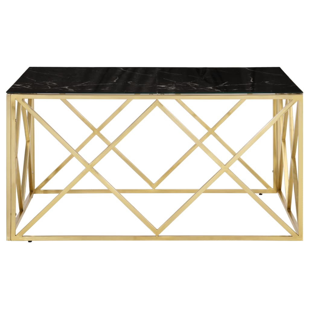 Aranyszínű rozsdamentes acél és edzett üveg dohányzóasztal