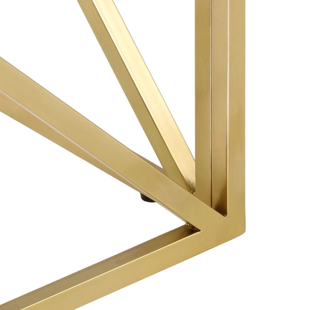 Aranyszínű rozsdamentes acél és edzett üveg dohányzóasztal