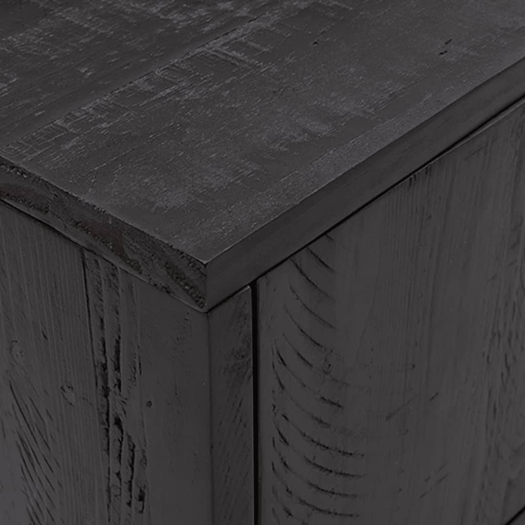 Fekete tömör újrahasznosított fenyőfa tv-szekrény 90x30x40 cm