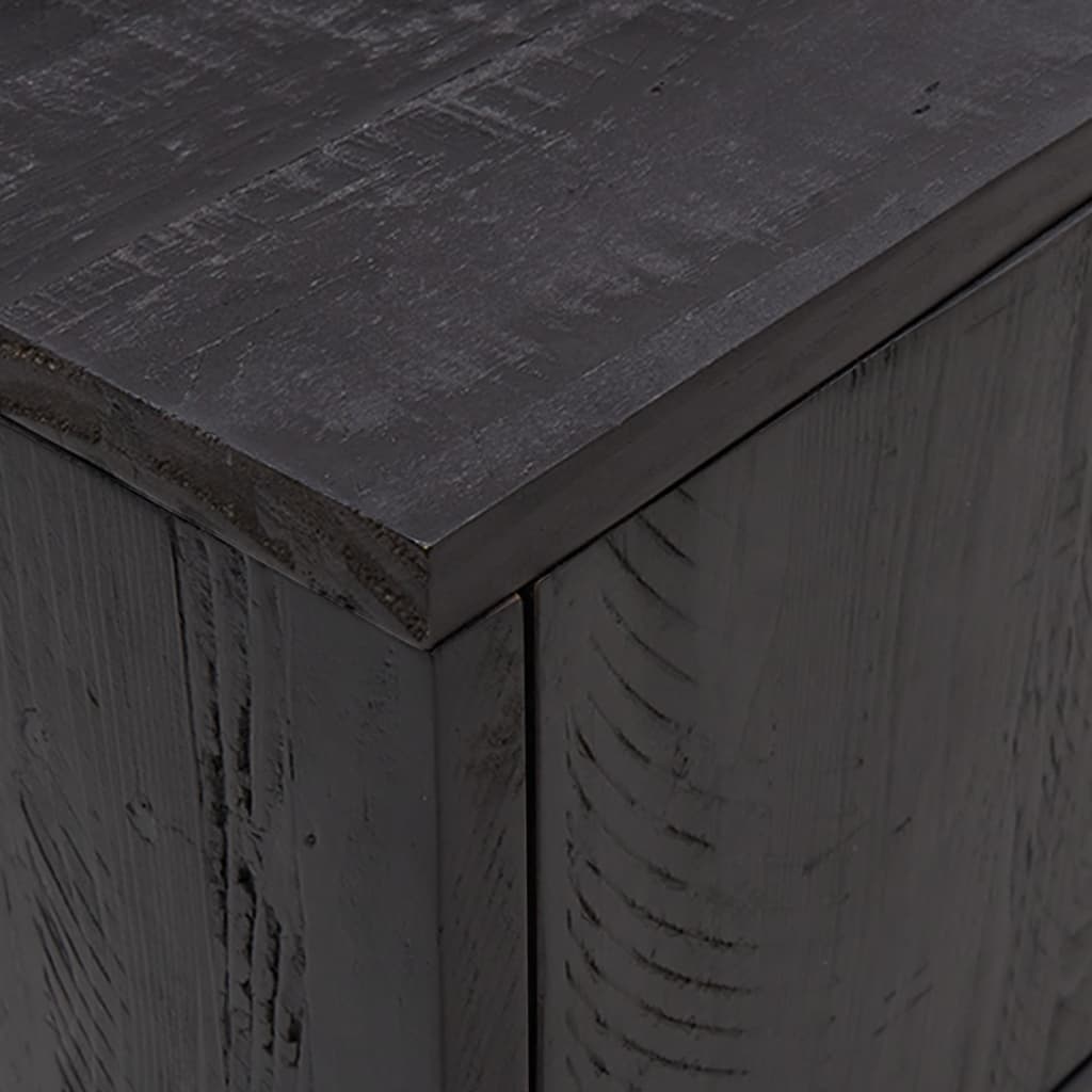 Fekete tömör újrahasznosított fenyőfa tv-szekrény 110x35x48 cm Fekete tömör újrahasznosított fenyőfa tv-szekrény 110x35x48 cm