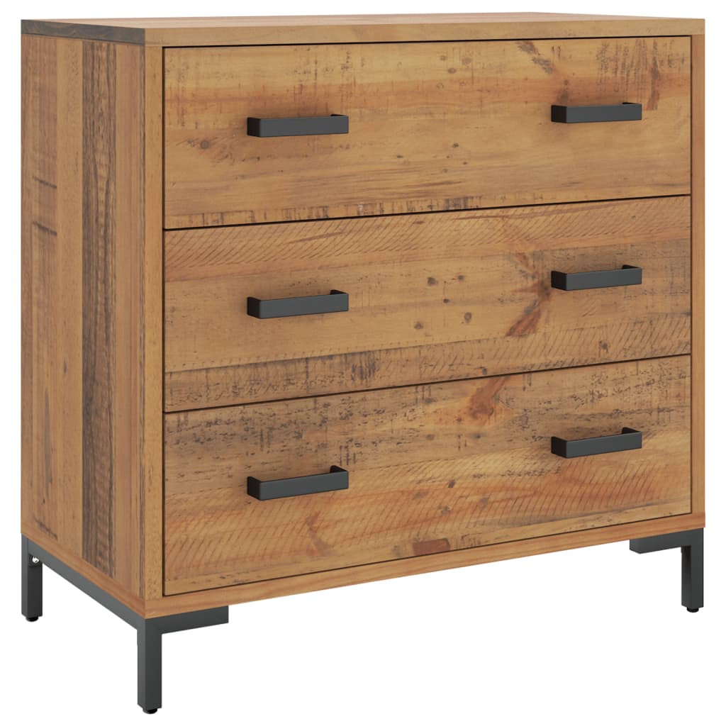 Tömör újrahasznosított fenyőfa fiókos szekrény 75 x 35 x 70 cm Tömör újrahasznosított fenyőfa fiókos szekrény 75 x 35 x 70 cm