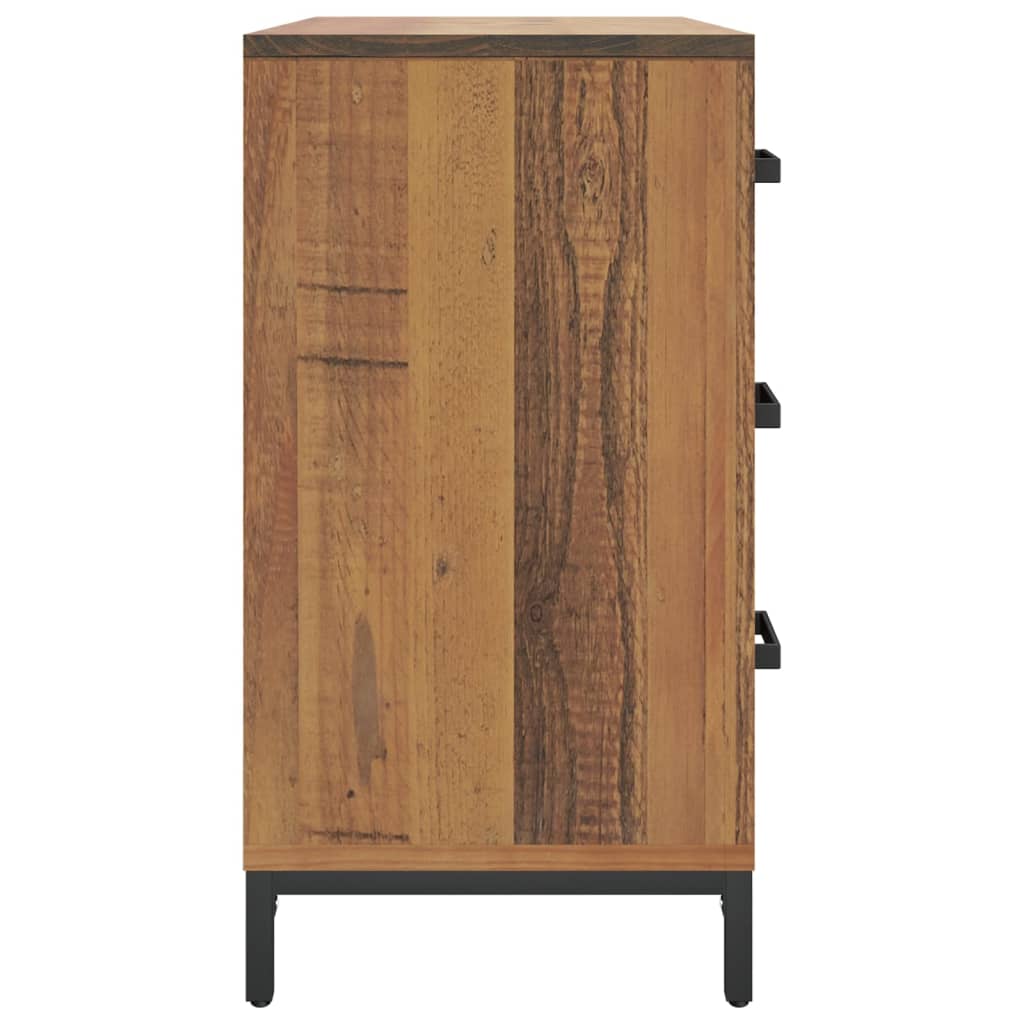 Tömör újrahasznosított fenyőfa fiókos szekrény 75 x 35 x 70 cm Tömör újrahasznosított fenyőfa fiókos szekrény 75 x 35 x 70 cm