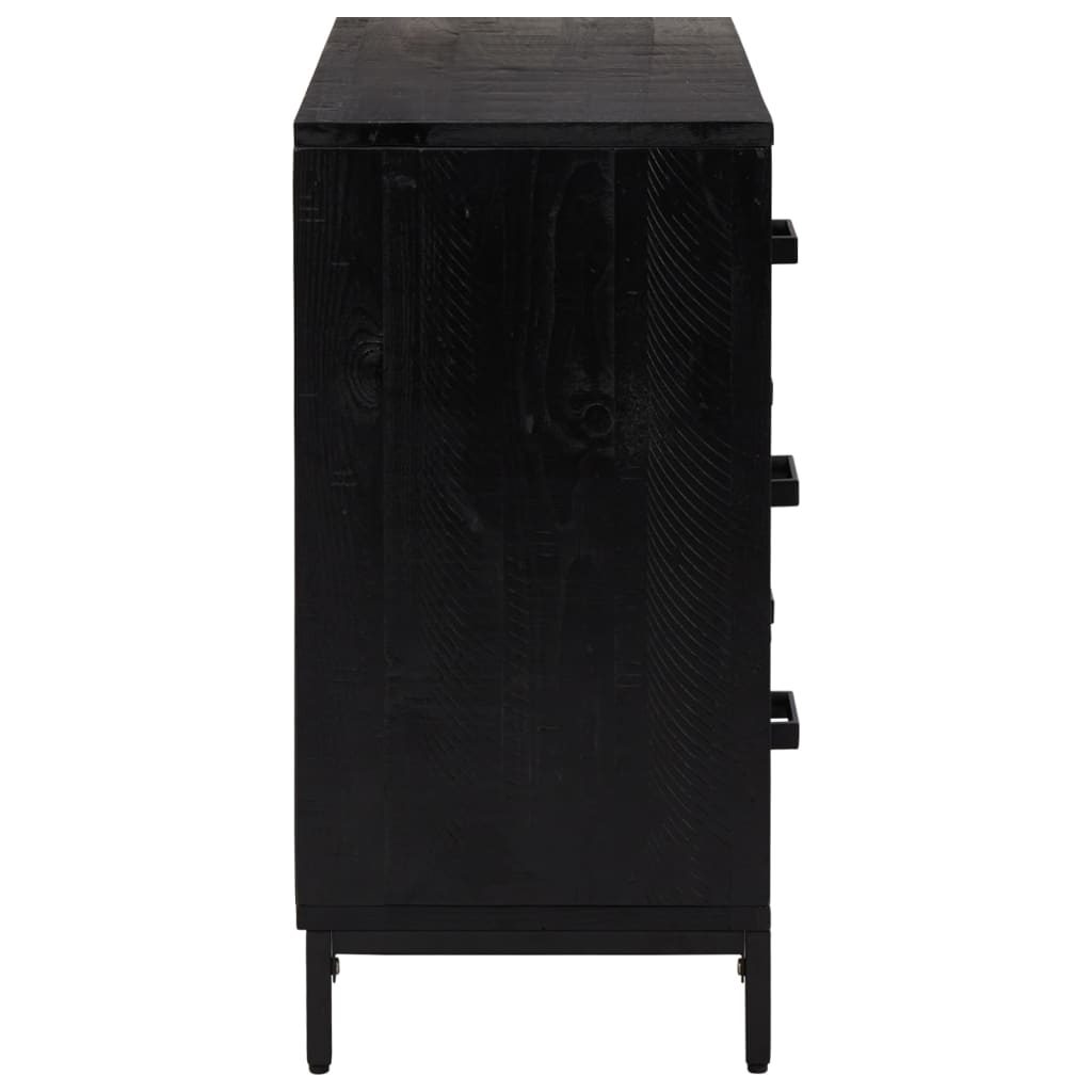 Fekete tömör újrahasznosított fenyő fiókos szekrény 75x35x70 cm Fekete tömör újrahasznosított fenyő fiókos szekrény 75x35x70 cm