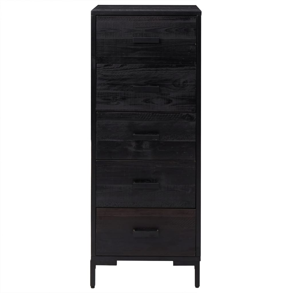 Fekete tömör újrahasznosított fa fiókos szekrény 42x35x110 cm Fekete tömör újrahasznosított fa fiókos szekrény 42x35x110 cm