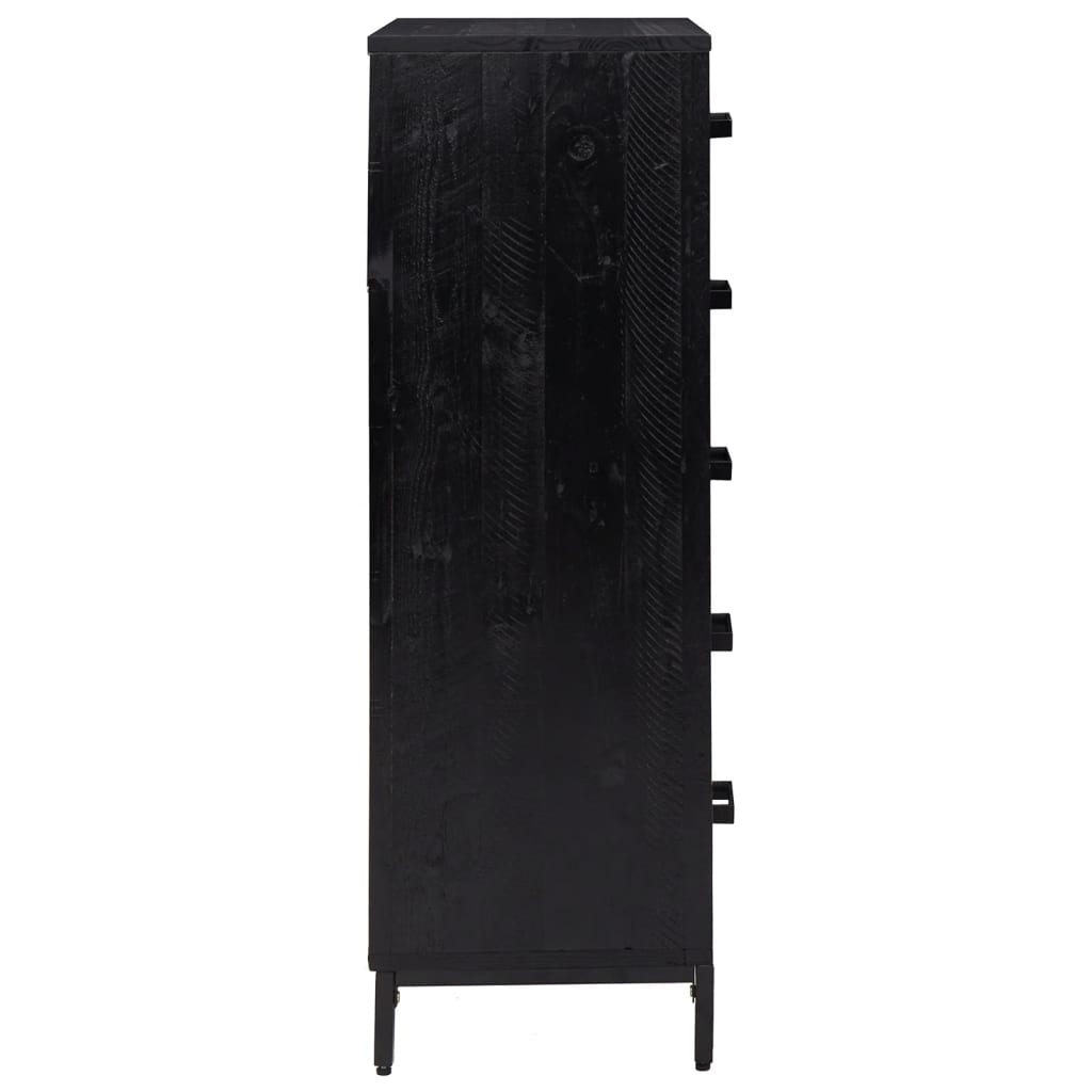 Fekete tömör újrahasznosított fa fiókos szekrény 42x35x110 cm Fekete tömör újrahasznosított fa fiókos szekrény 42x35x110 cm