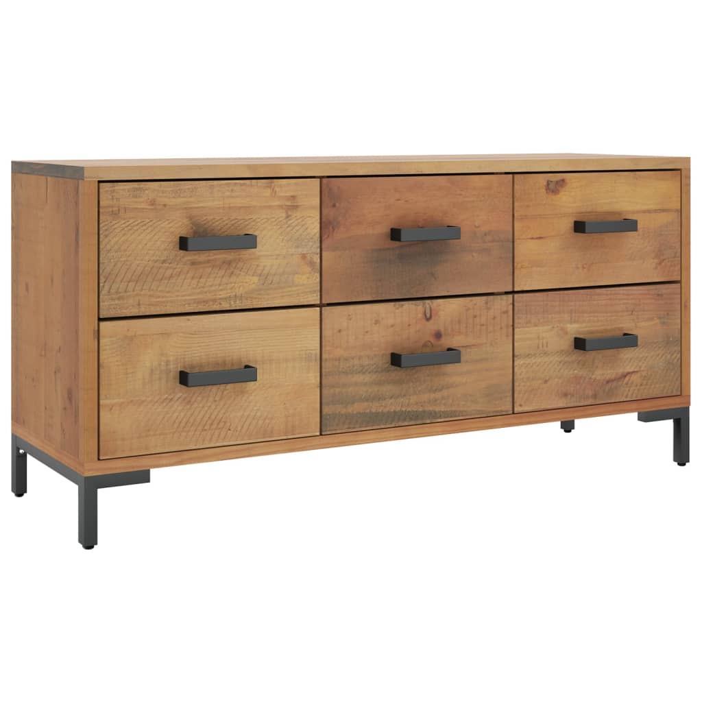 Barna tömör újrahasznosított fenyőfa tárolópad 110 x 35 x 45 cm