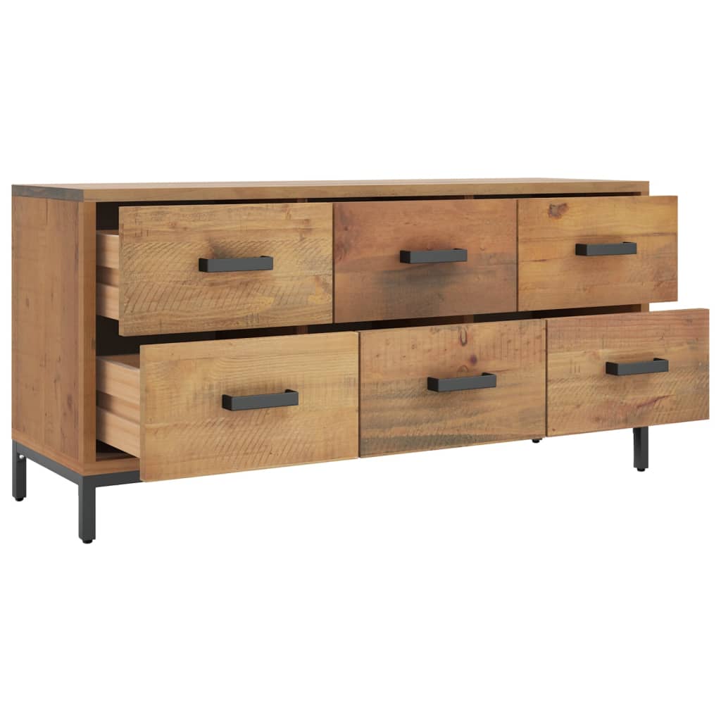 Barna tömör újrahasznosított fenyőfa tárolópad 110 x 35 x 45 cm