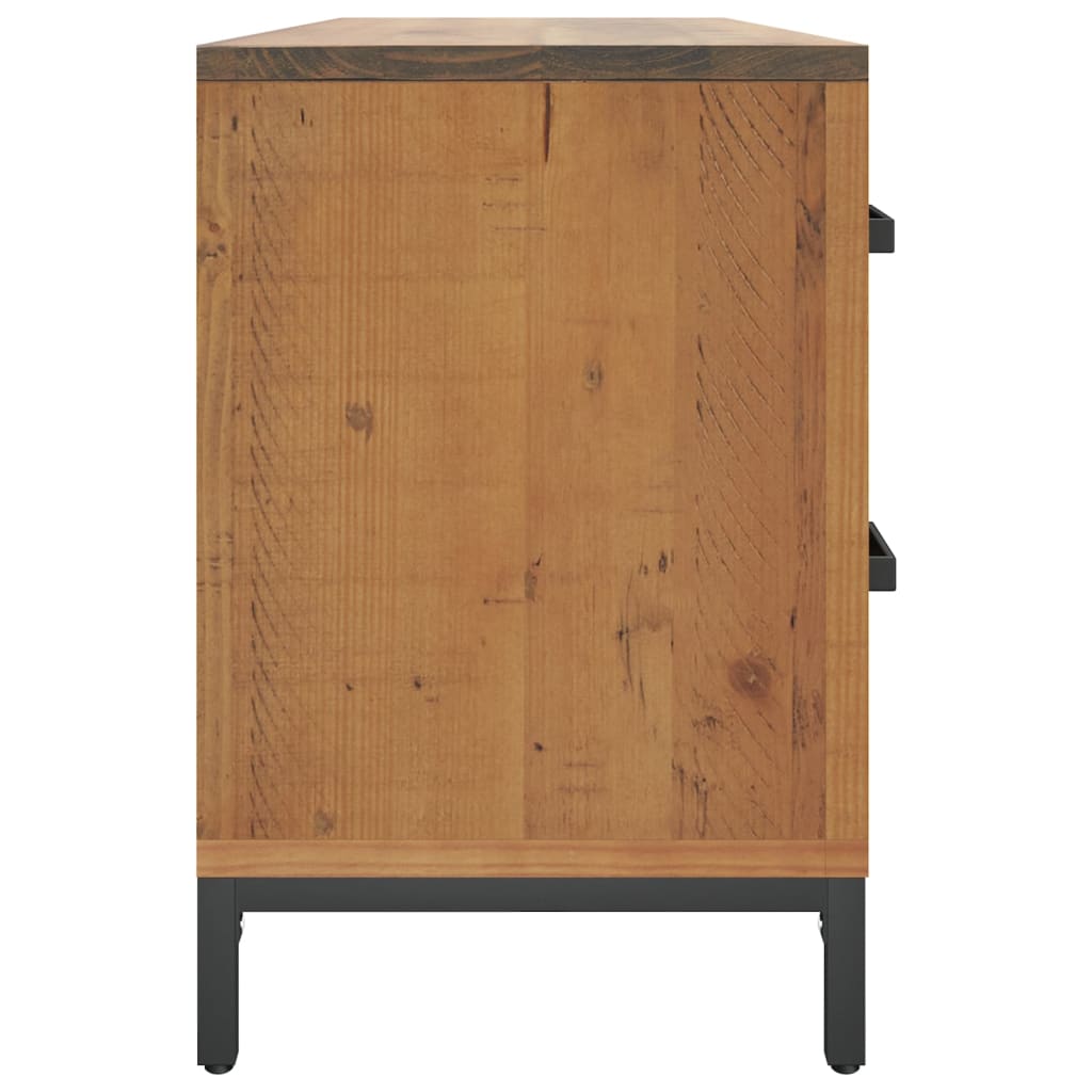 Barna tömör újrahasznosított fenyőfa tárolópad 110 x 35 x 45 cm