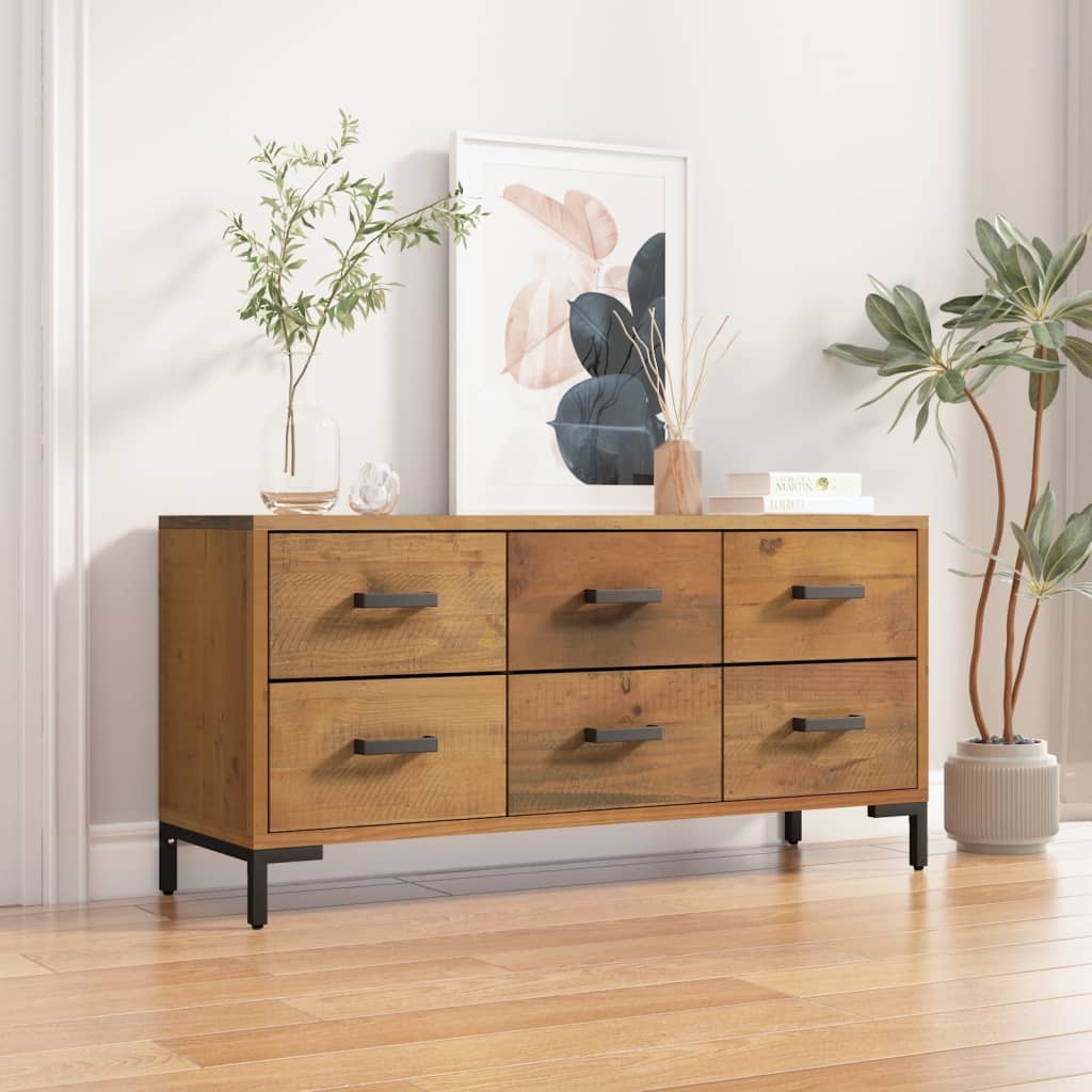 Barna tömör újrahasznosított fenyőfa tárolópad 110 x 35 x 45 cm