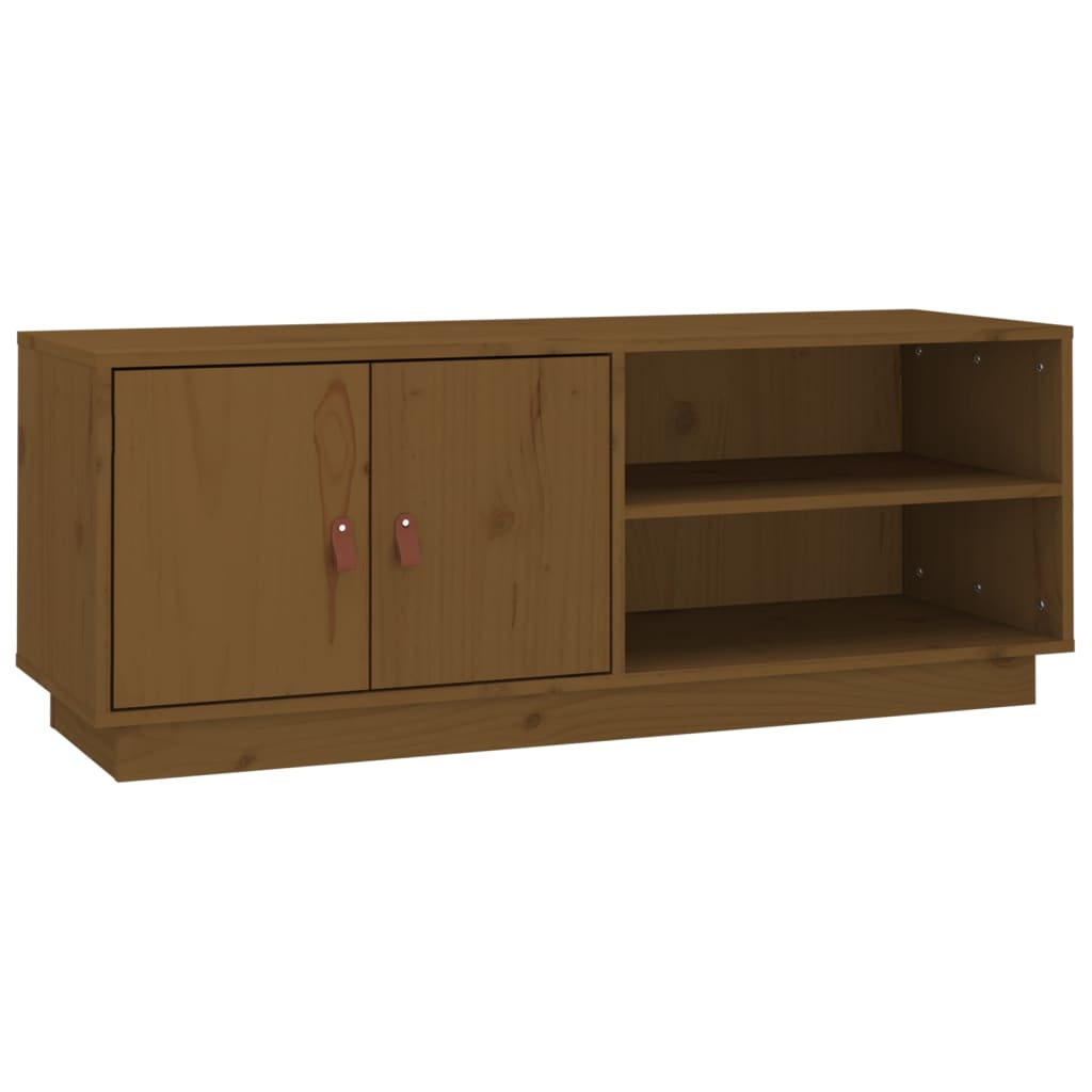 Mézbarna tömör fenyőfa tv-szekrény 105 x 34 x 40 cm