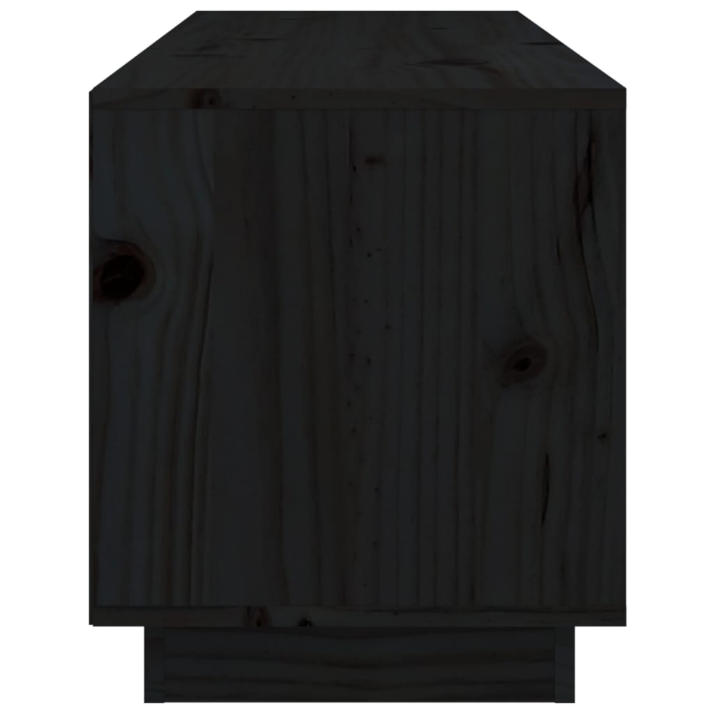 Fekete tömör fenyőfa tv-szekrény 105 x 34 x 40 cm Fekete tömör fenyőfa tv-szekrény 105 x 34 x 40 cm