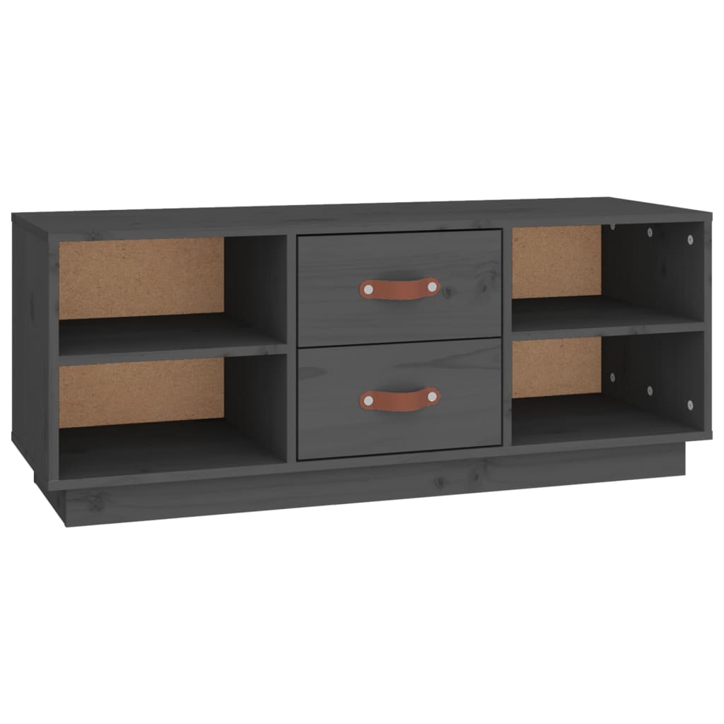 Szürke tömör fenyőfa tv-szekrény 100x34x40 cm Szürke tömör fenyőfa tv-szekrény 100x34x40 cm