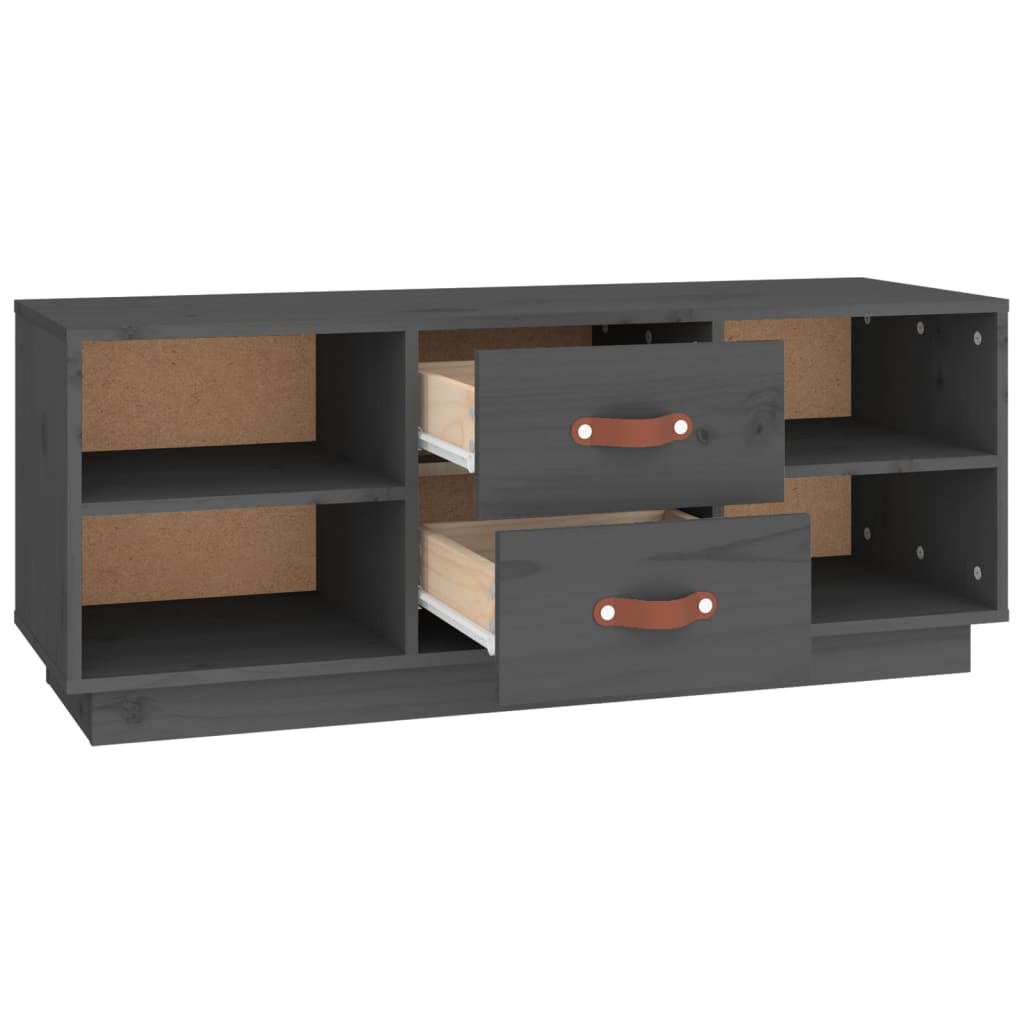 Szürke tömör fenyőfa tv-szekrény 100x34x40 cm Szürke tömör fenyőfa tv-szekrény 100x34x40 cm