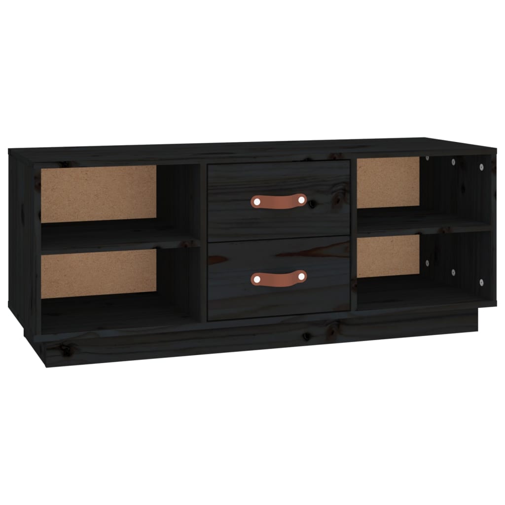 Fekete tömör fenyőfa tv-szekrény 100 x 34 x 40 cm Fekete tömör fenyőfa tv-szekrény 100 x 34 x 40 cm