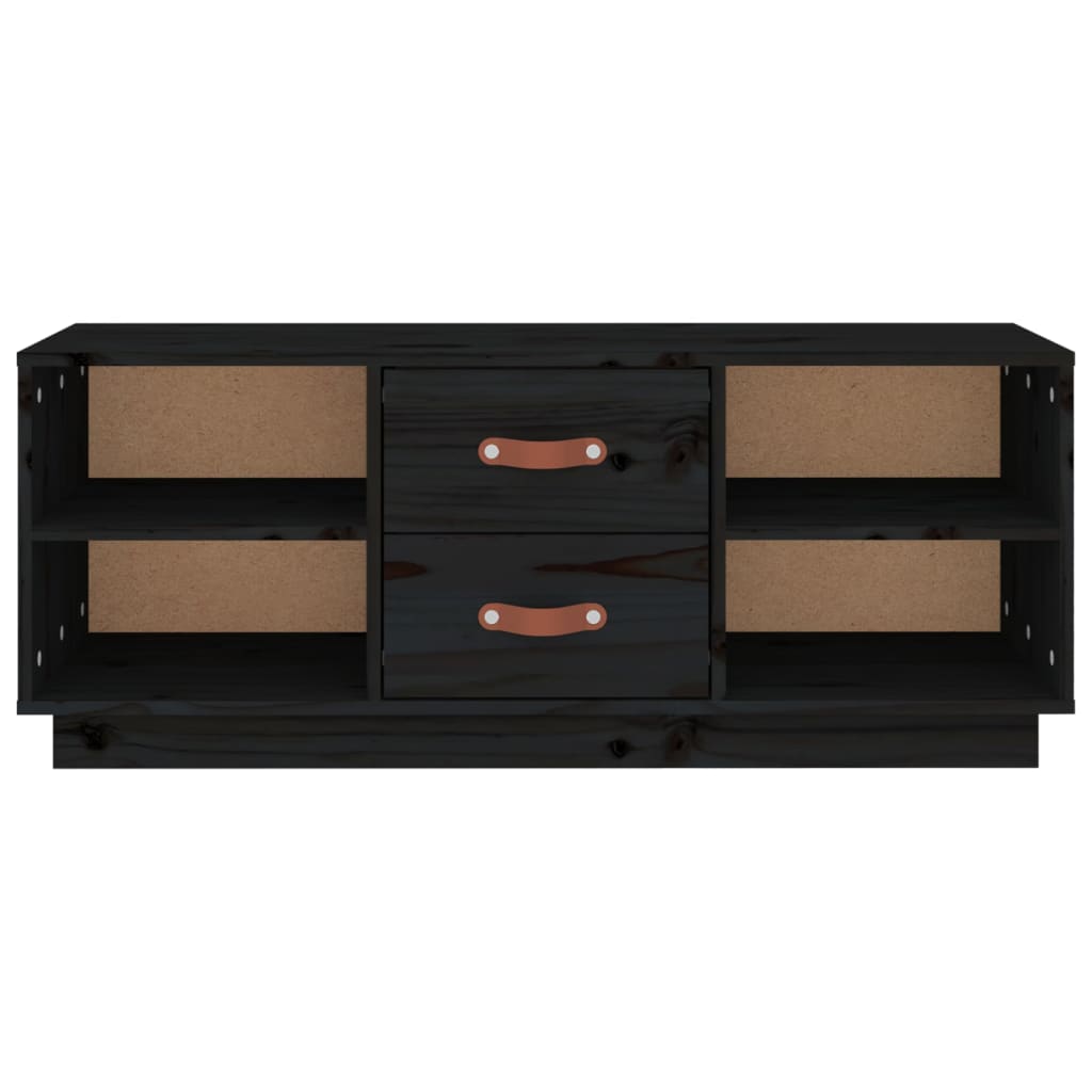 Fekete tömör fenyőfa tv-szekrény 100 x 34 x 40 cm Fekete tömör fenyőfa tv-szekrény 100 x 34 x 40 cm