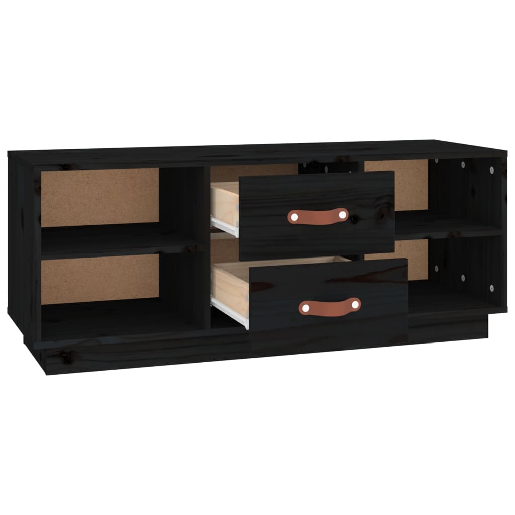 Fekete tömör fenyőfa tv-szekrény 100 x 34 x 40 cm Fekete tömör fenyőfa tv-szekrény 100 x 34 x 40 cm