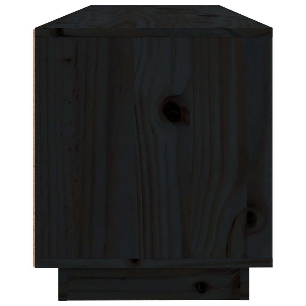 Fekete tömör fenyőfa tv-szekrény 100 x 34 x 40 cm Fekete tömör fenyőfa tv-szekrény 100 x 34 x 40 cm