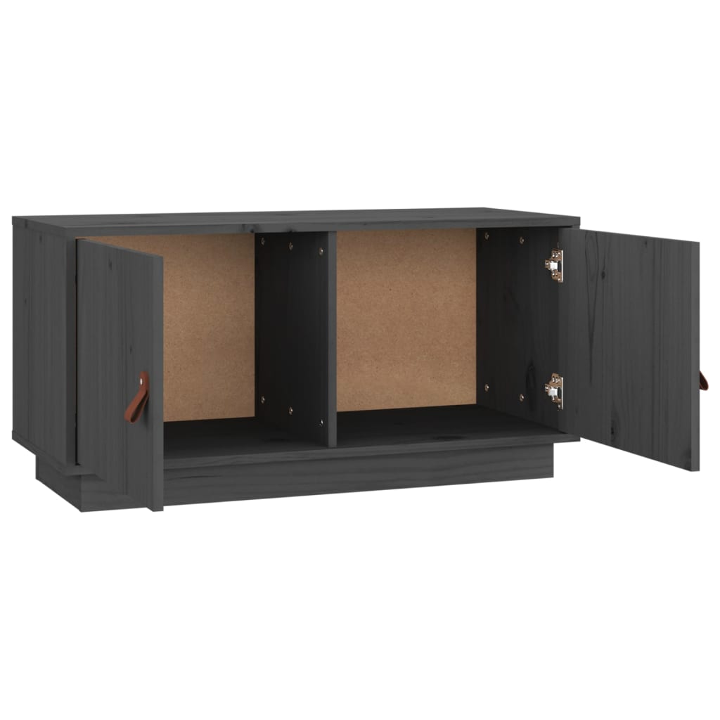 Szürke tömör fenyőfa tv-szekrény 80 x 34 x 40 cm Szürke tömör fenyőfa tv-szekrény 80 x 34 x 40 cm