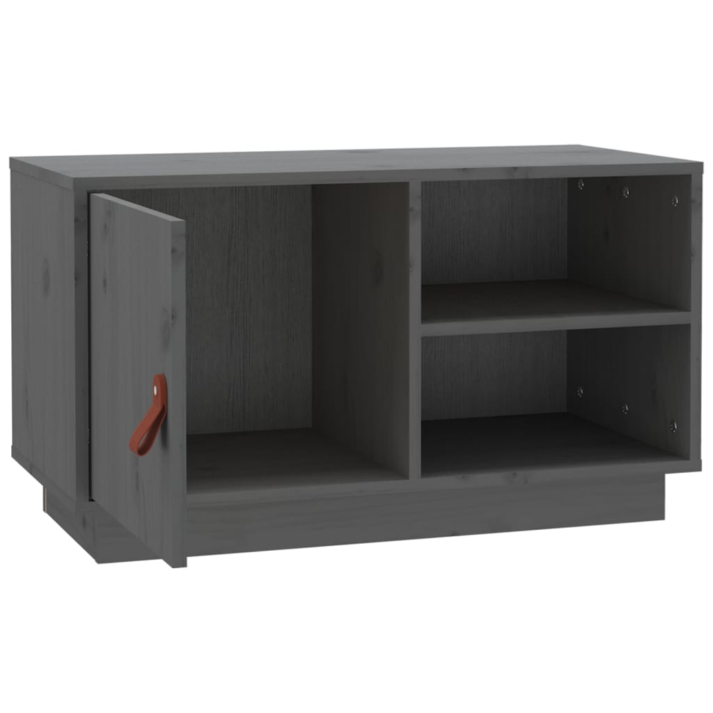 Szürke tömör fenyőfa tv-szekrény 70 x 34 x 40 cm