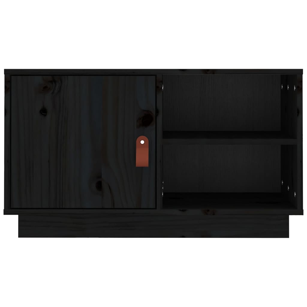 Fekete tömör fenyőfa tv-szekrény 70 x 34 x 40 cm Fekete tömör fenyőfa tv-szekrény 70 x 34 x 40 cm