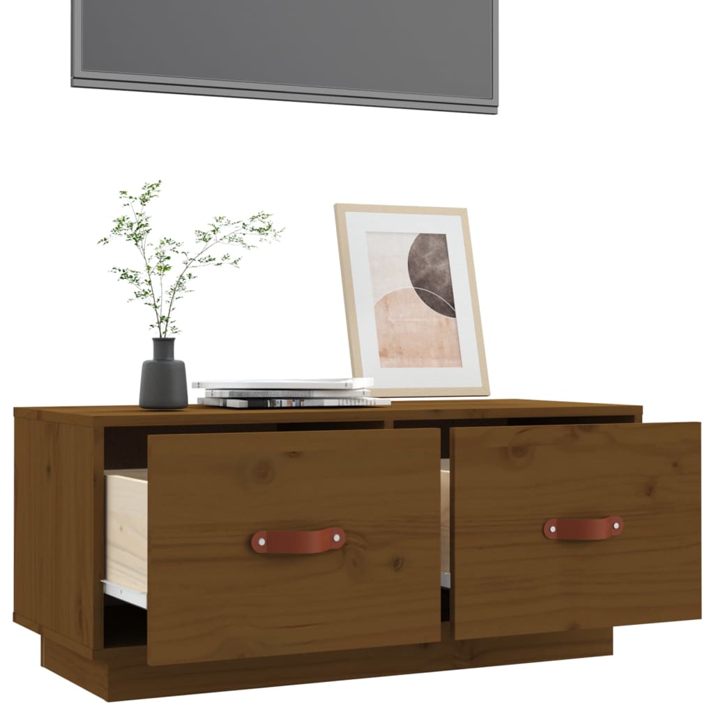 Mézbarna tömör fenyőfa tv-szekrény 80 x 34 x 35 cm Mézbarna tömör fenyőfa tv-szekrény 80 x 34 x 35 cm