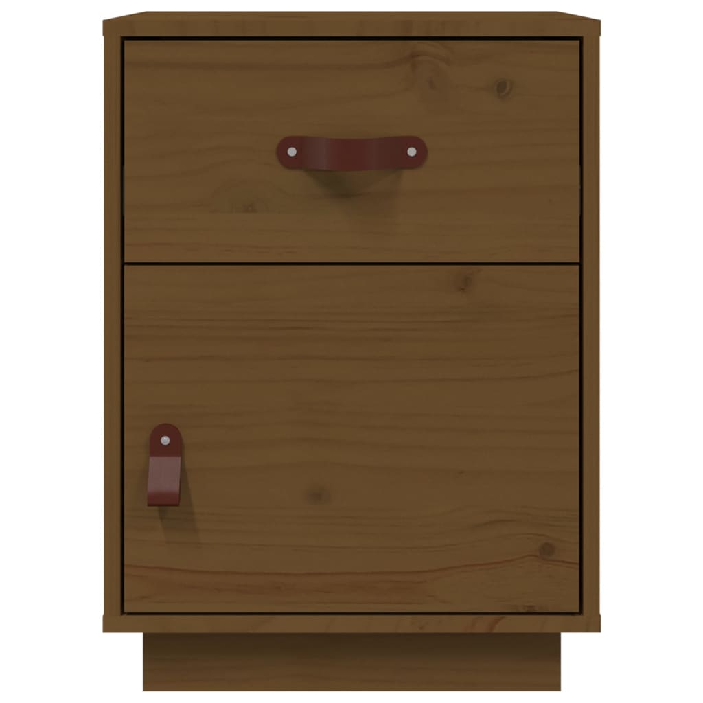 2 darab mézbarna tömör fenyőfa éjjeliszekrény 40 x 34 x 55 cm