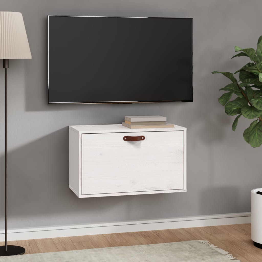 Fehér tömör fenyőfa faliszekrény 60 x 30 x 35 cm