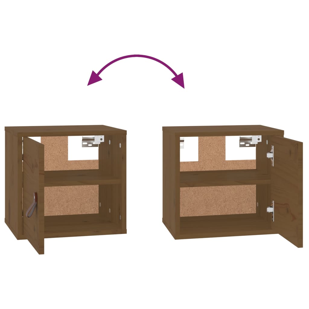 2 db mézbarna tömör fenyőfa faliszekrény 31,5 x 30 x 30 cm