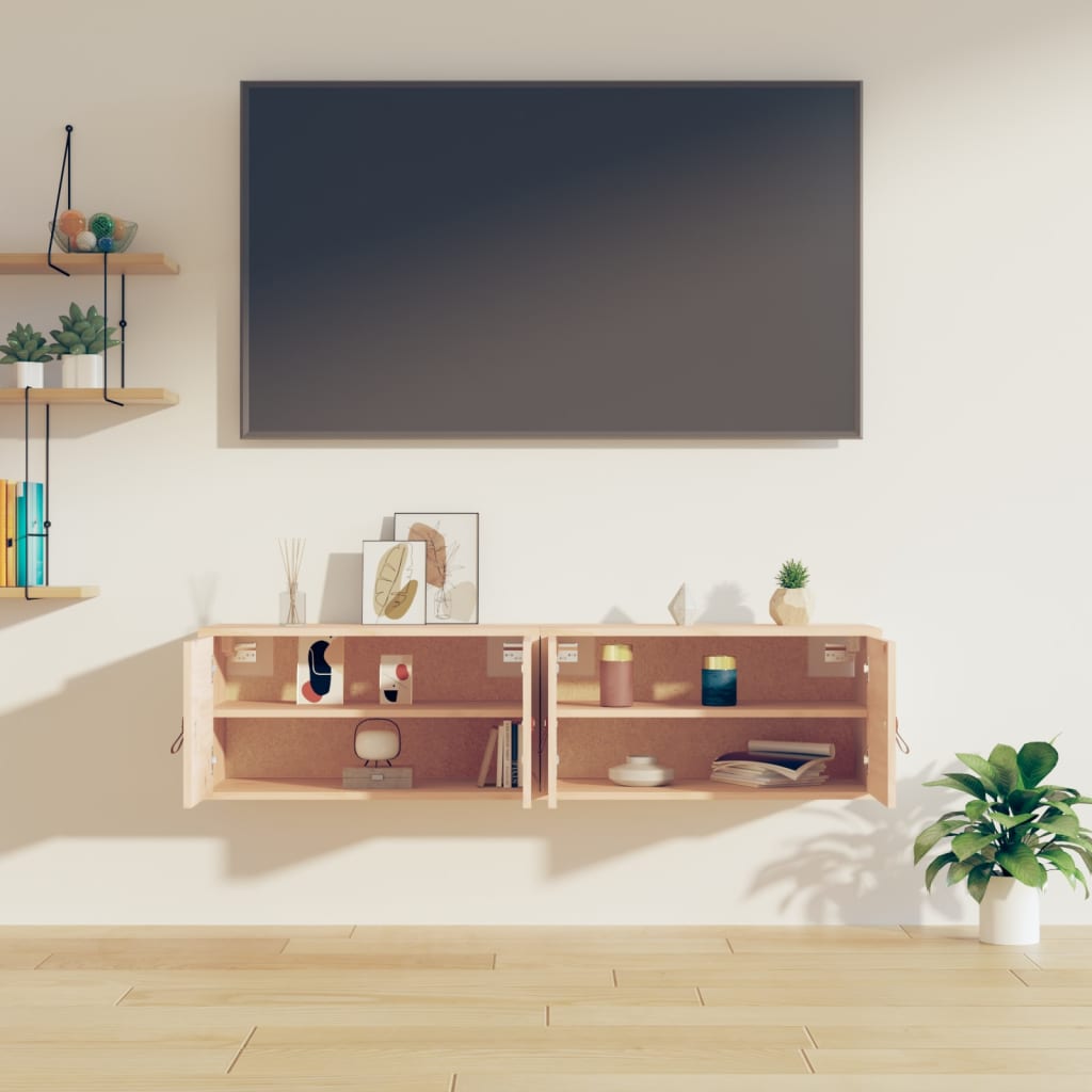 2 darab tömör fenyőfa faliszekrény 60 x 30 x 30 cm