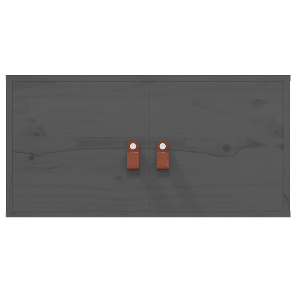 2 db szürke tömör fenyőfa faliszekrény 60 x 30 x 30 cm