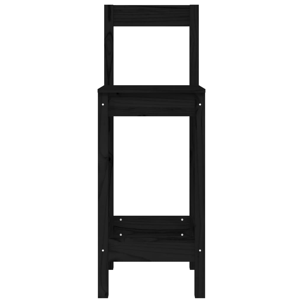 2 db fekete tömör fenyőfa bárszék 40 x 41,5 x 112 cm