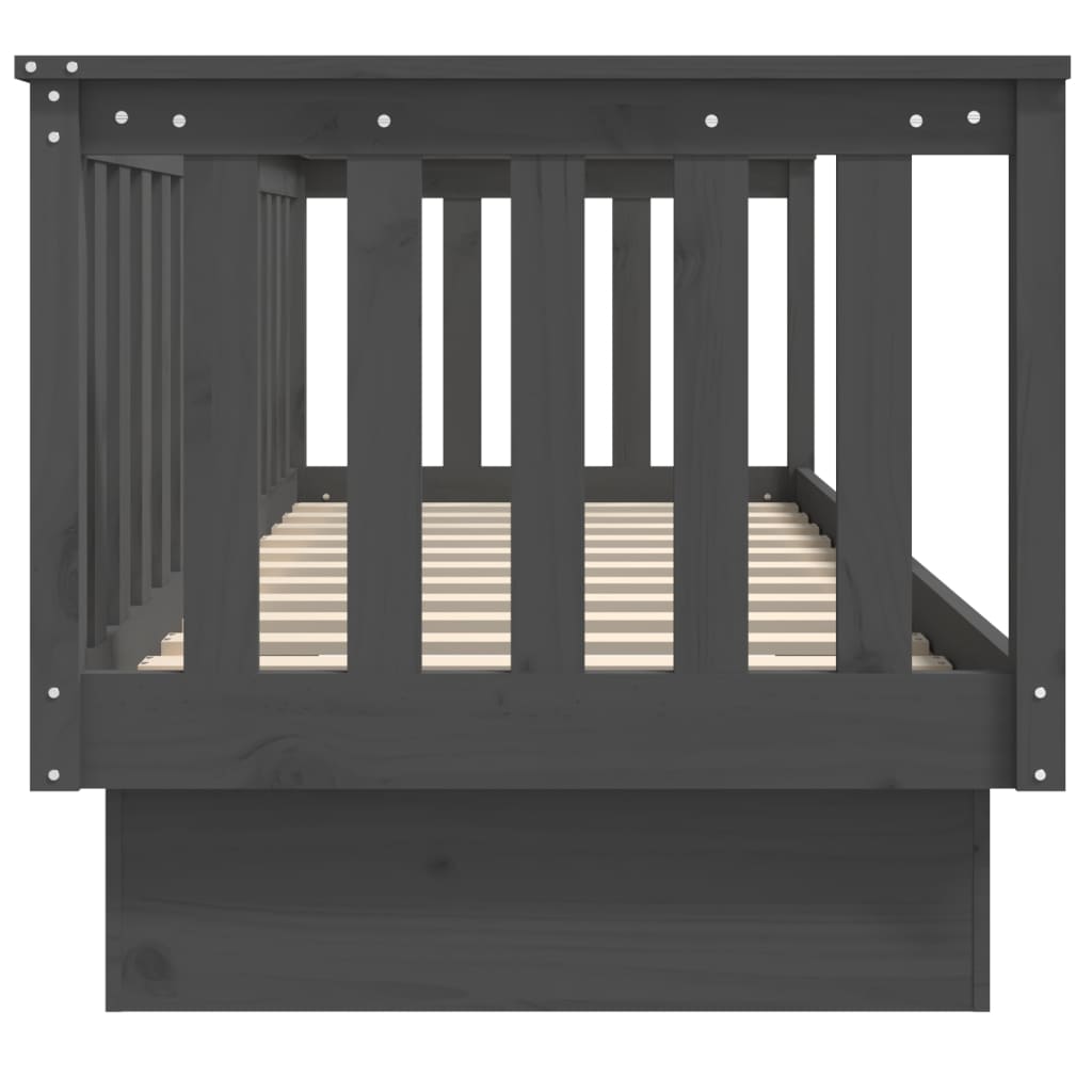 Szürke tömör fenyőfa kanapéágy 75 x 190 cm