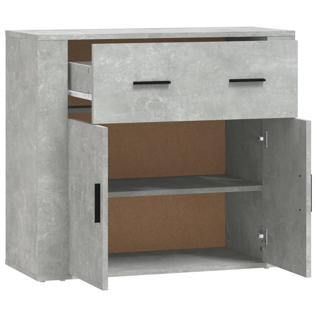 Betonszürke szerelt fa tálalószekrény 80x33x70 cm