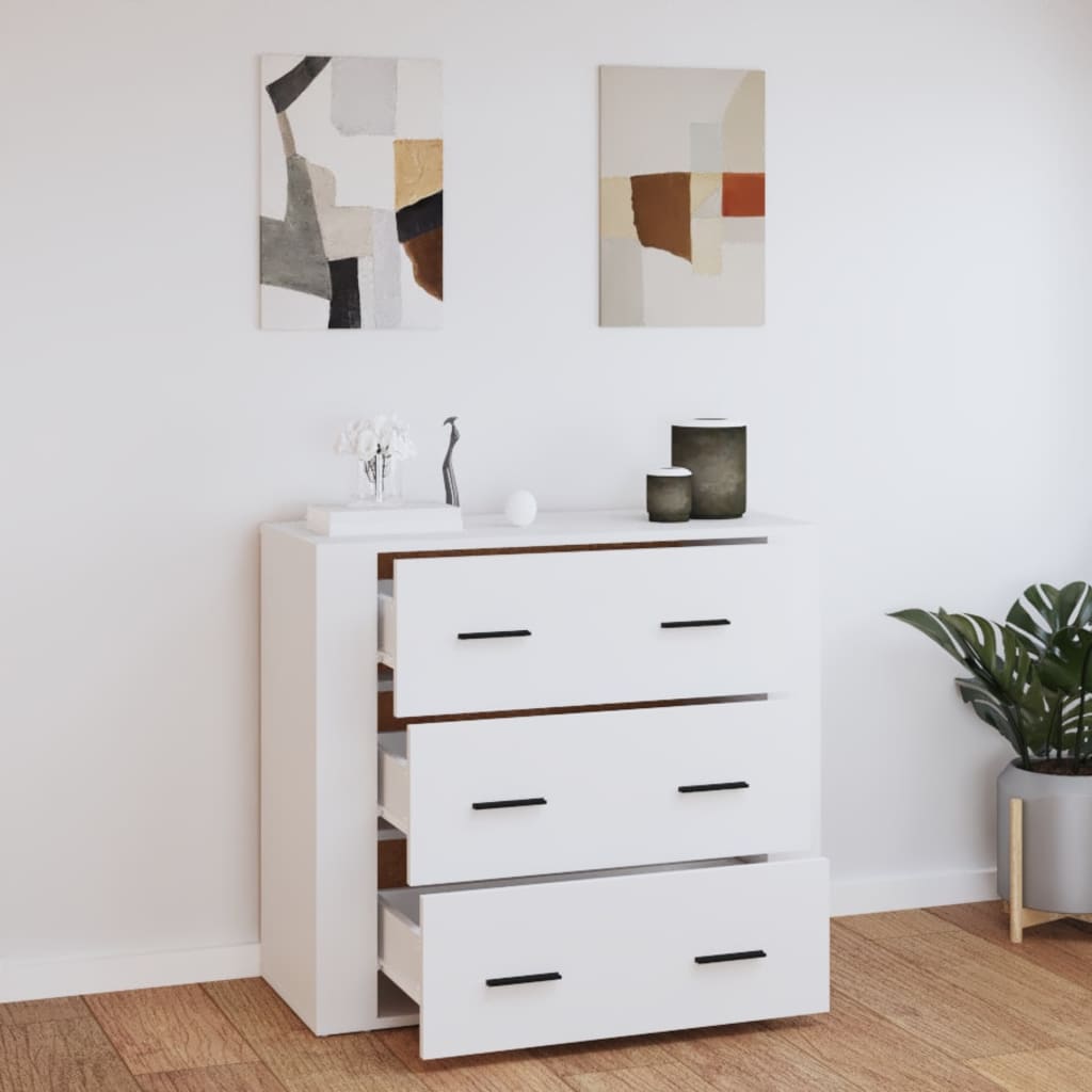 Fehér szerelt fa tálalószekrény 80 x 33 x 70 cm