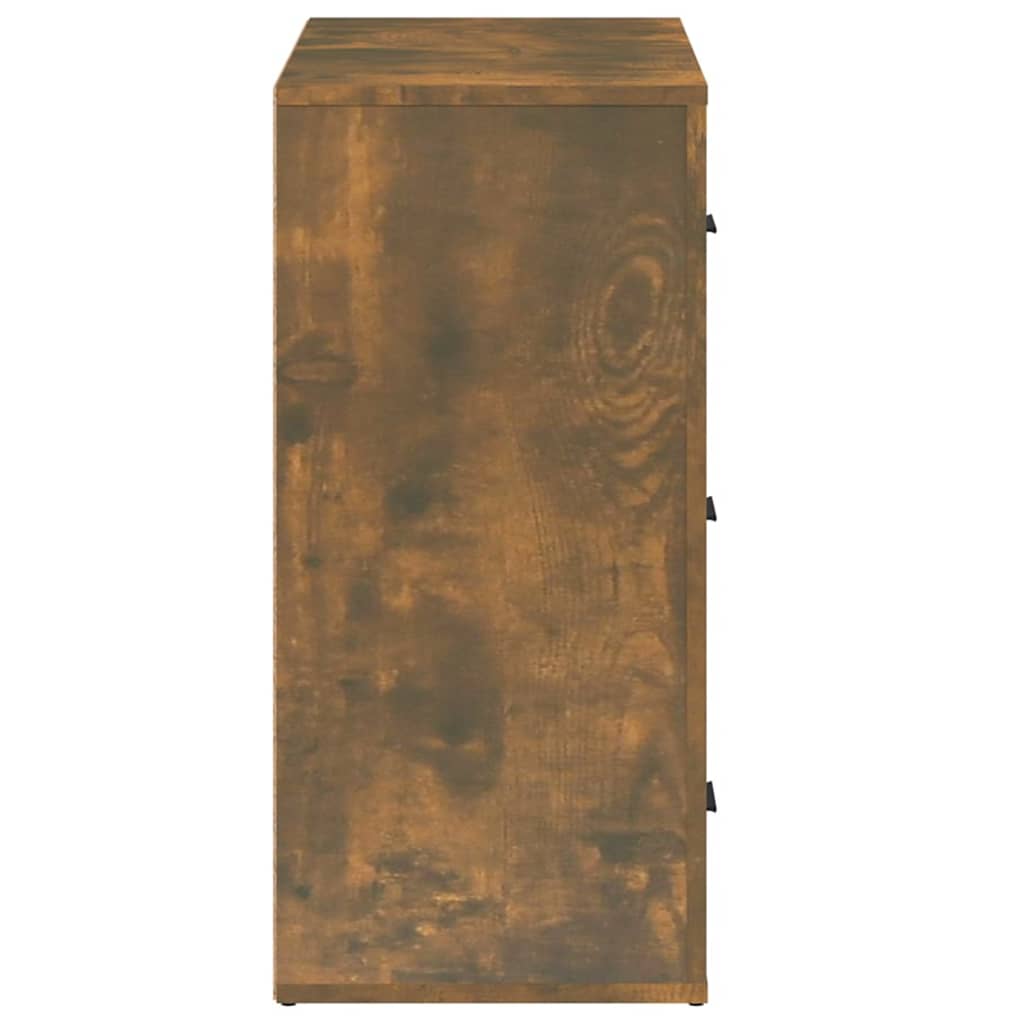 Füstös tölgy színű szerelt fa tálalószekrény 80x33x70 cm