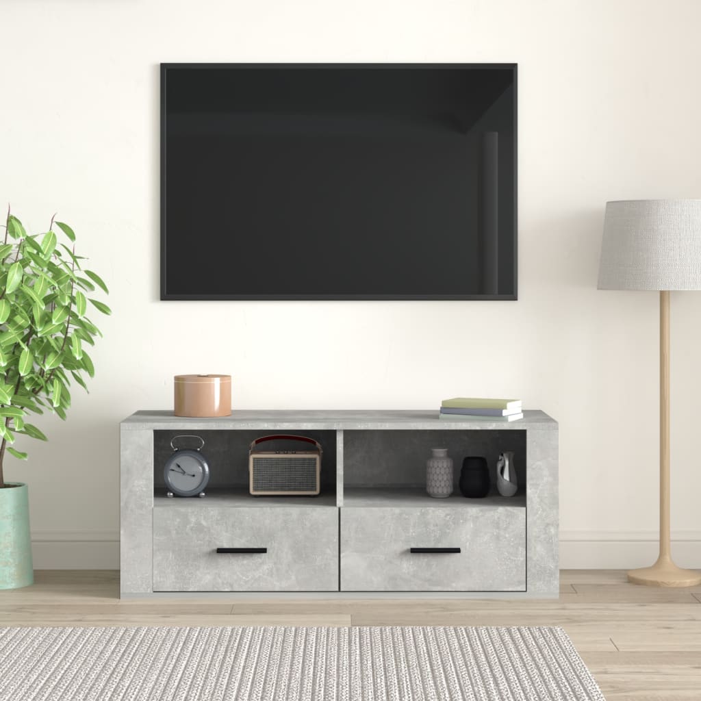 Betonszürke szerelt fa tv-szekrény 100x35x40 cm