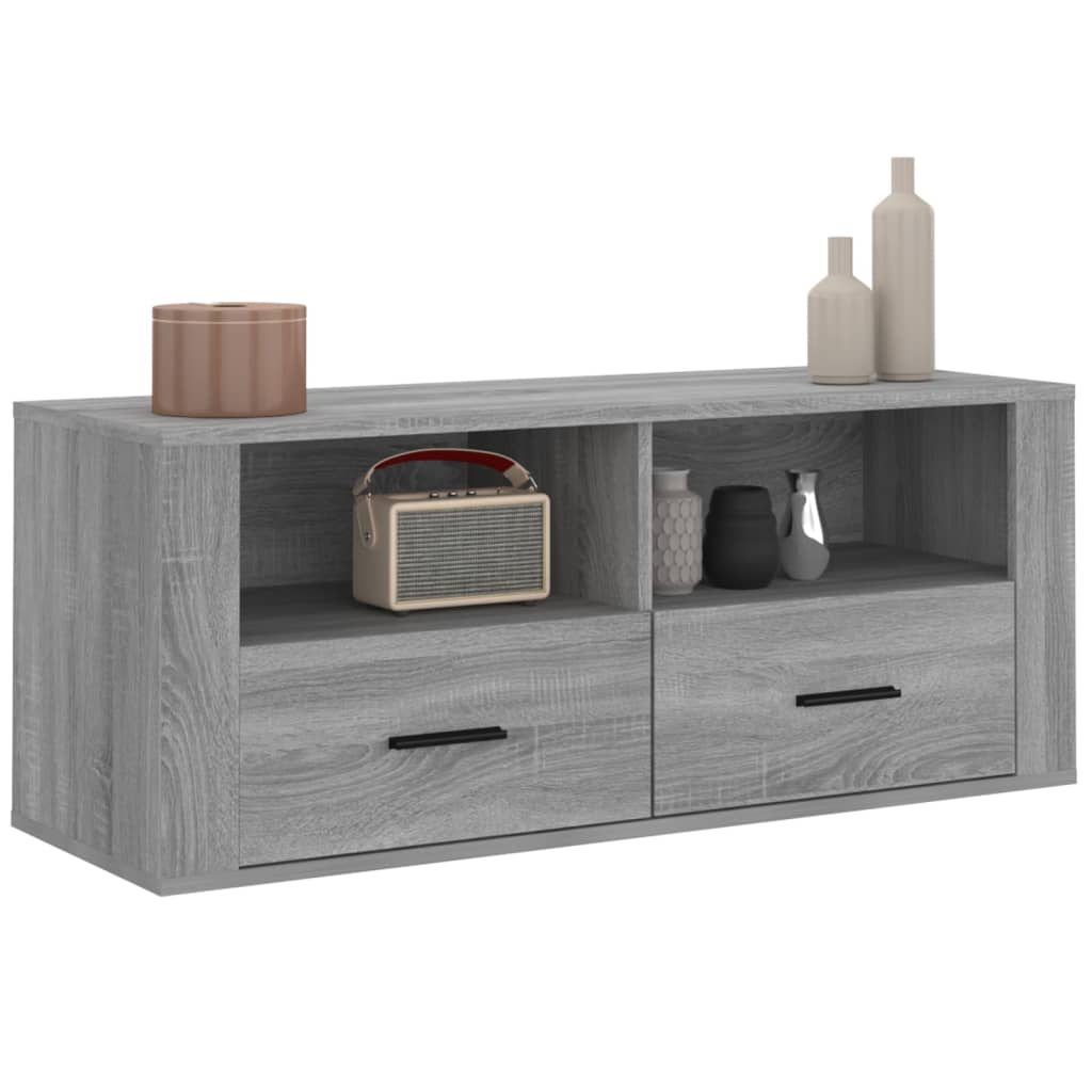 Szürke sonoma színű szerelt fa tv-szekrény 100 x 35 x 40 cm